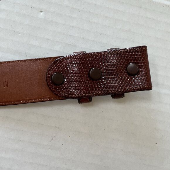 Elizabeth Rand New York Brown Genuine Lizard Belt Strap Sz M No Buckle USA Made main image 3